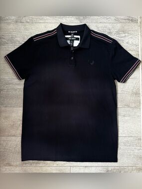 Nick Danger Men’s Polo Shirt L Black Short Sleeve Solid Embroidered Logo preppy